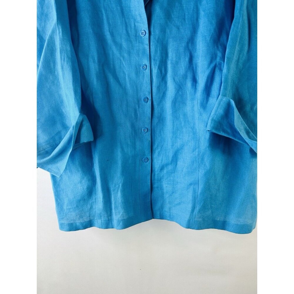 Talbots Rish Linen Button Front Collared Shirt Bl… - image 2